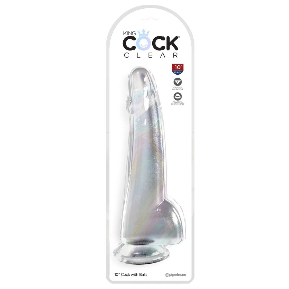 King Cock 10'' Cock with Balls - Clear